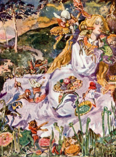 Ilustración para El mercado de los duendes de Christina Rossetti de Dion Clayton Calthrop